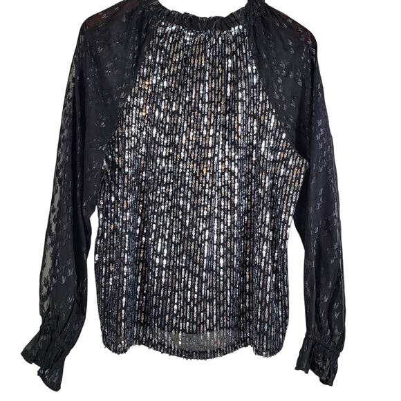 NWT Cupio Sequin Bodice Blouse Party, Whimsigoth, Dark Coquette, Dark Glam Sz L - Picture 6 of 15